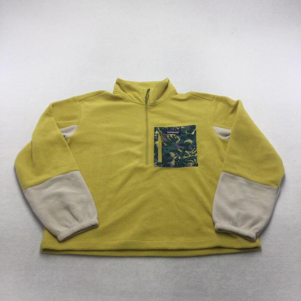 Patagonia Sweatshirt Womens Medium Yellow Fleece 1/4 Zip Pullover Pocket